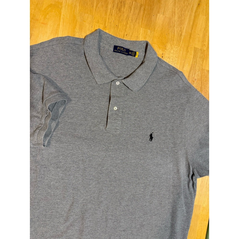 Polo Ralph Lauren Men's 3XLT Tall Gray Polo Shirt Black Pony 100% Cotton